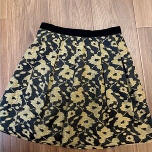 LOFT Black and Gold A-Line Skirt